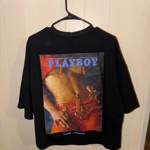 PLAYBOY Black Tee with Bold Graphic